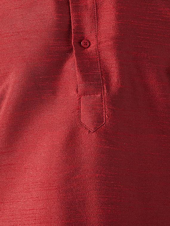 maroon & gold silk blend dhoti kurta set - 15566016 - Zoom Image - 4