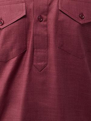 maroon cotton pathani set - 15566022 - Standard Image - 4