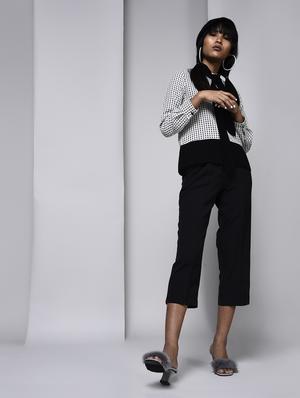 monochrome tie up neck shirt - 15566241 - Standard Image - 4