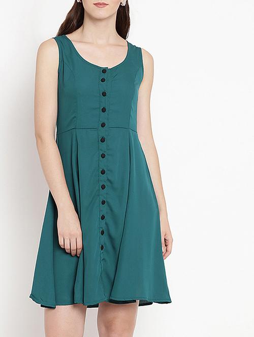 button up solid a-line dress - 15566285 - Standard Image - 1
