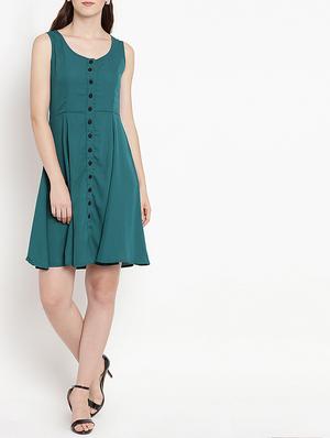 button up solid a-line dress - 15566285 - Standard Image - 4