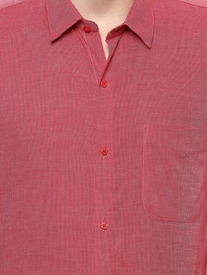 red cotton formal shirt - 15566947 - Standard Image - 4