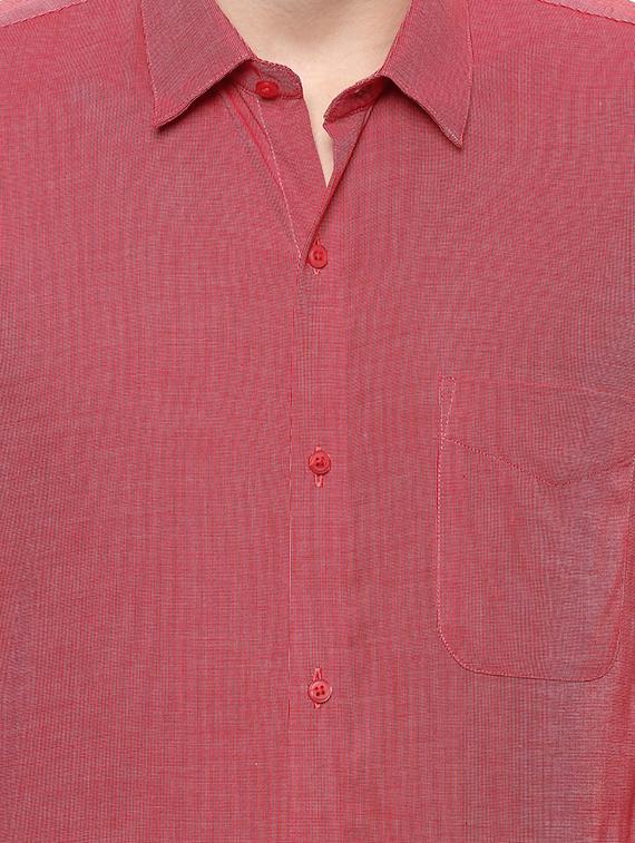 red cotton formal shirt - 15566947 - Zoom Image - 4