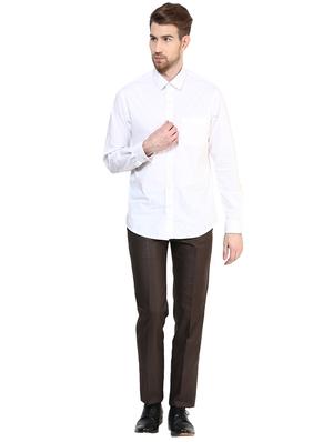 brown polyester blend flat front formal trouser - 15569423 - Standard Image - 4