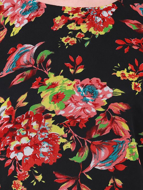 slit back tie up detail floral top - 15570187 - Zoom Image - 4