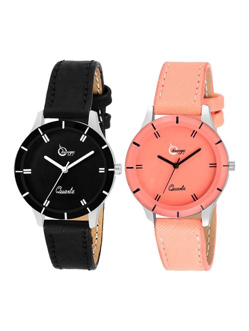Set of 2 Round dial analog watch combo - 15570752 - Very Small Image - 1