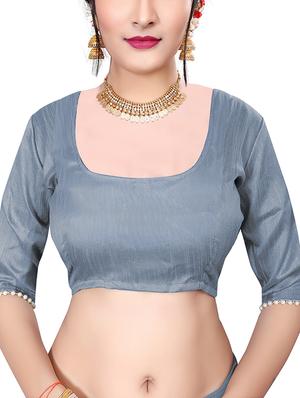embellished border floral embroidered saree with blouse - 15572169 - Standard Image - 4