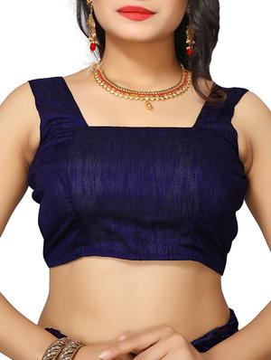 floral embroidered navy blue saree with blouse - 15572171 - Standard Image - 4