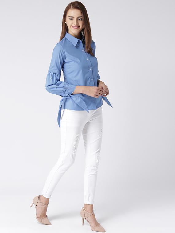 tie up embellished sleeved shirt - 15572885 - Zoom Image - 4