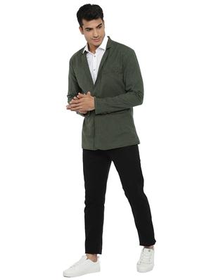green cotton blend single breasted blazer - 15573020 - Standard Image - 4