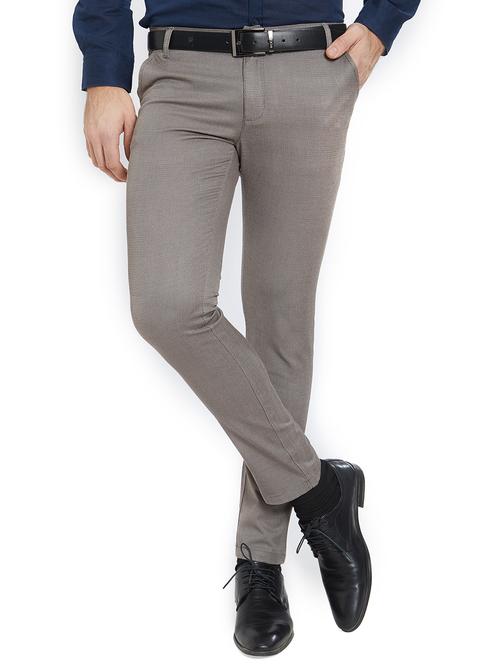 brown cotton blend flat front formal trrouser - 15573217 - Very Small Image - 1