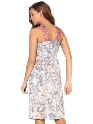 cut out neck printed a-line dress - 15576155 - Standard Image - 4