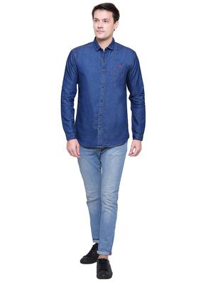 blue denim casual shirt - 15578270 - Standard Image - 4