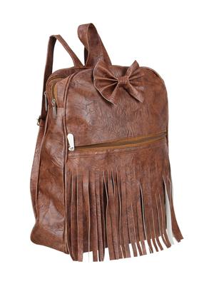 brown leatherette (pu) fashion backpack - 15578353 - Standard Image - 4