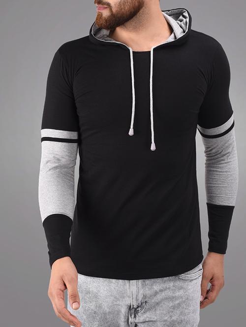 black cotton color block t-shirt - 15578541 - Very Small Image - 1