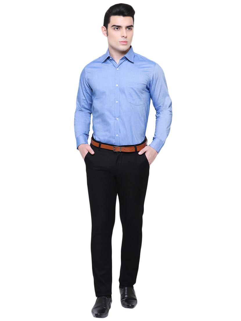 navy blue cotton formal shirt - 15578610 - Zoom Image - 4