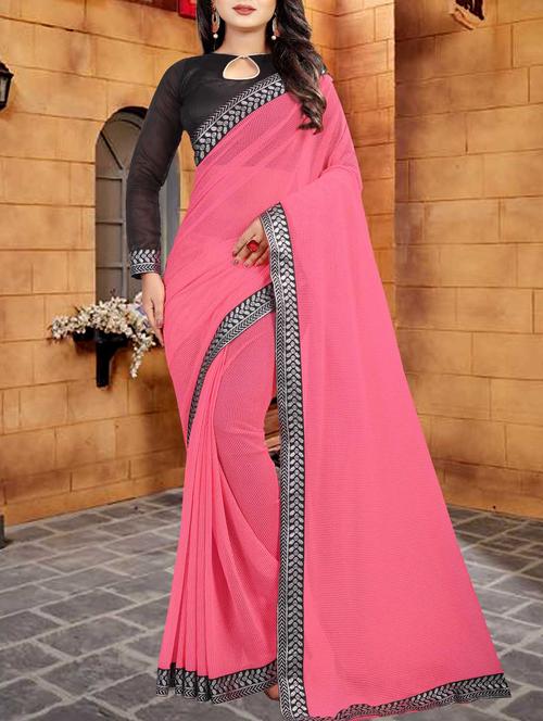 jacquard lace border saree with blouse - 15578664 - Very Small Image - 1