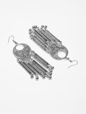 Silver Tone Tribal Earrings - 15579583 - Standard Image - 4