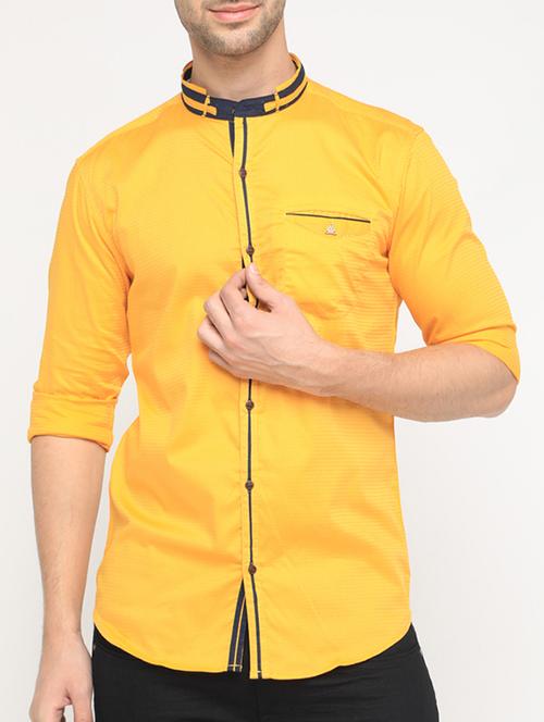 yellow cotton casual shirt - 15582605 - Standard Image - 1