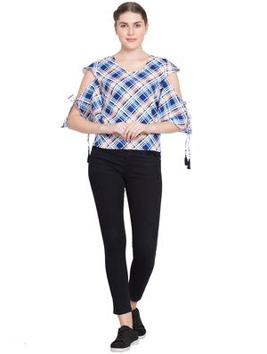 tassel tie-up checkered top - 15583348 - Standard Image - 4