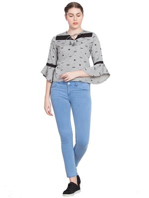 tassel tie-up quirky flute sleeved top - 15583351 - Standard Image - 4