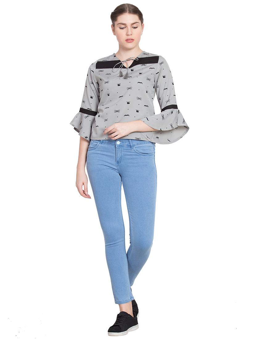 tassel tie-up quirky flute sleeved top - 15583351 - Zoom Image - 4