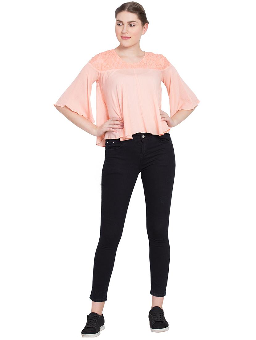 laced yoke bell sleeved flared top - 15583352 - Zoom Image - 4