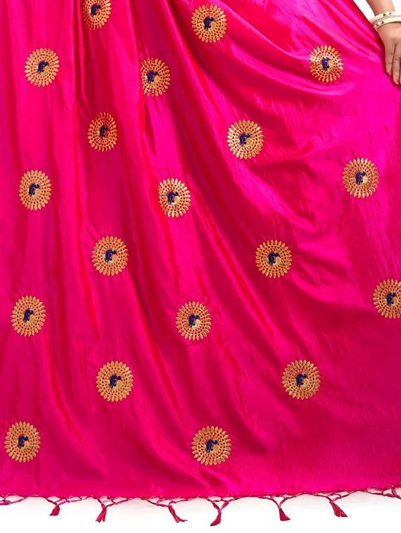 conversational zari embroidered saree with blouse - 15583659 - Zoom Image - 4