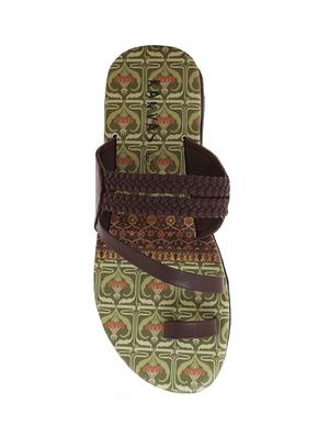 brown leatherette slip on slippers - 15584674 - Standard Image - 4