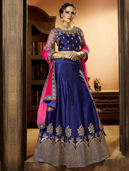 Embroidered flared lehenga - 15585335 - Standard Image - 1