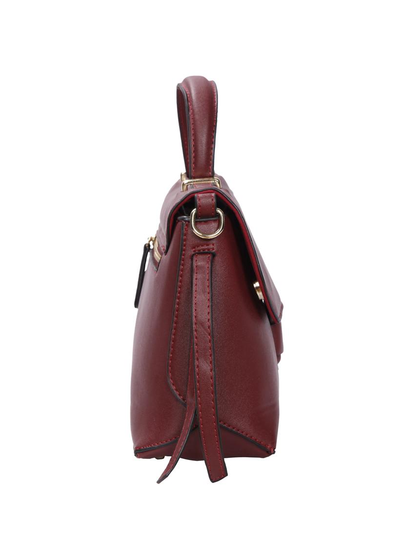 maroon leatherette (pu) regular sling bag - 15586099 - Zoom Image - 4