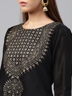 Foil printed chanderi kurta with palazzo set - 15586824 - Standard Image - 4
