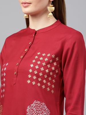 Foil printed kurta with palazzo set - 15586827 - Standard Image - 4