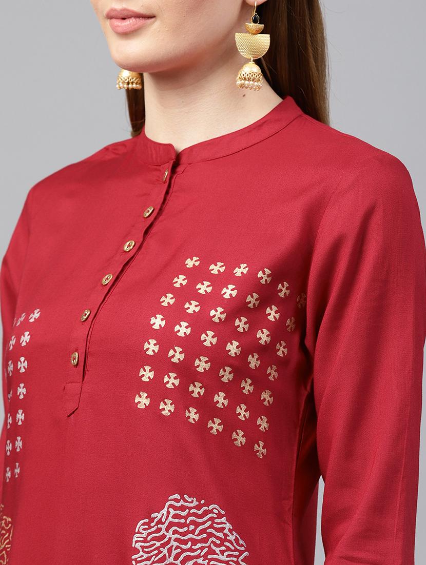 Foil printed kurta with palazzo set - 15586827 - Zoom Image - 4