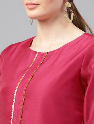 Gota patti chanderi kurta with palazzo set - 15586832 - Standard Image - 4