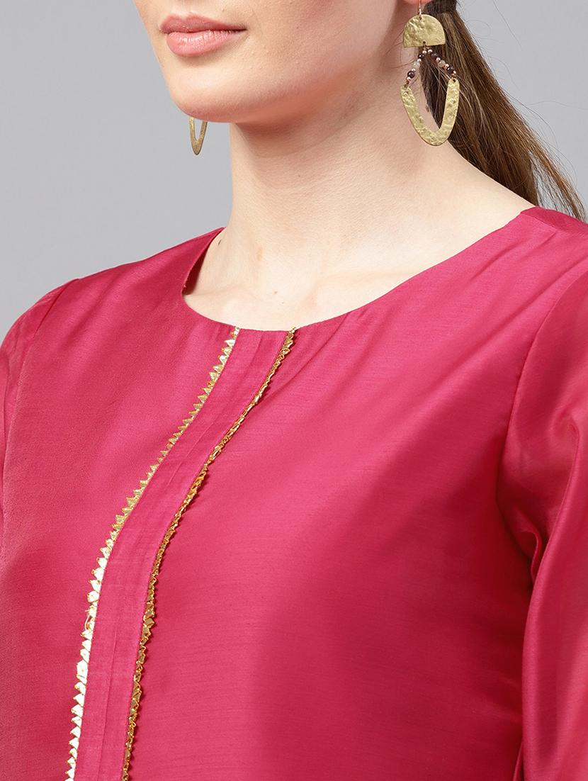 Gota patti chanderi kurta with palazzo set - 15586832 - Zoom Image - 4