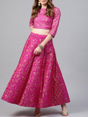 Fuchsia gold printed crop top - 15586869 - Standard Image - 4
