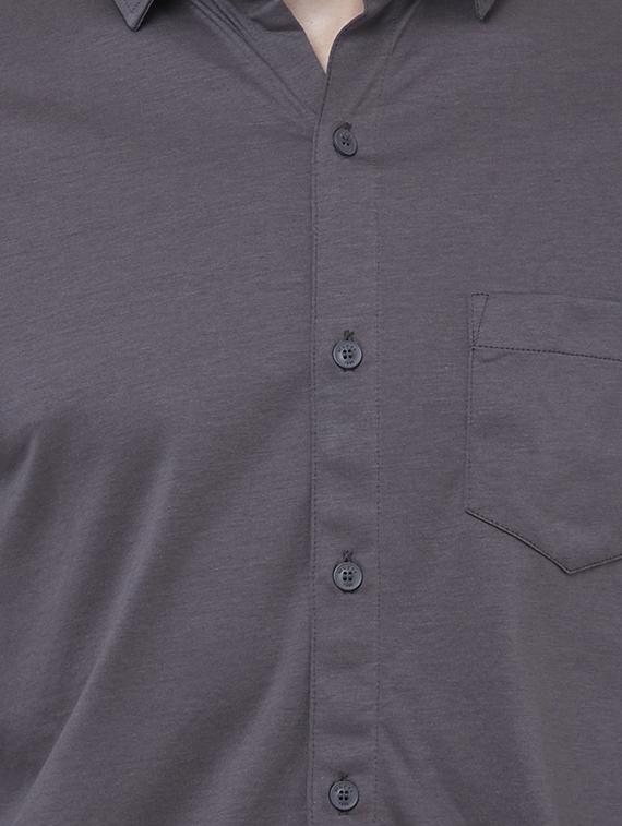 grey solid casual shirt - 15589319 - Zoom Image - 4