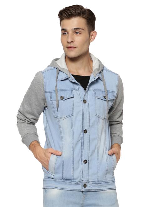 blue cotton casual jacket - 15590305 - Standard Image - 1
