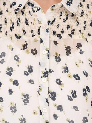 smocking detail ditsy floral shirt - 15591377 - Standard Image - 4