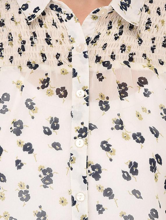 smocking detail ditsy floral shirt - 15591377 - Zoom Image - 4