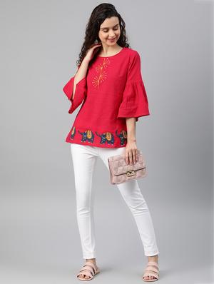 bell sleeved embroidered detail top - 15591388 - Standard Image - 4