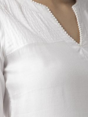 yoke smocking detail notch collar top - 15603989 - Standard Image - 4