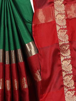 Zari motifs woven saree with blouse - 15604162 - Standard Image - 4