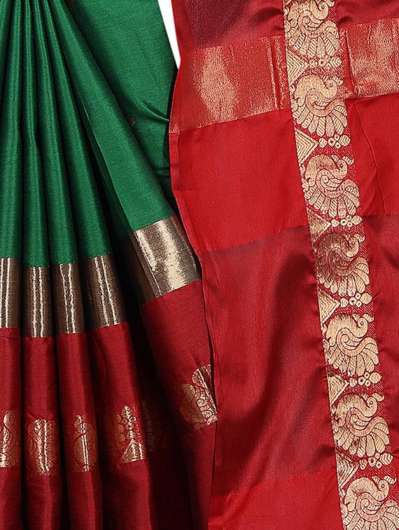 Zari motifs woven saree with blouse - 15604162 - Zoom Image - 4