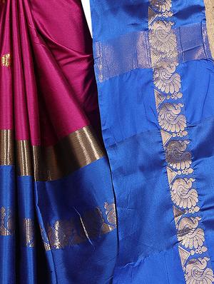 Zari motifs woven saree with blouse - 15604163 - Standard Image - 4