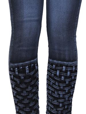 basket weave stone wahsed jeans - 15604535 - Standard Image - 4