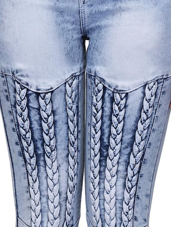 braid weave stone washed jeans - 15604546 - Zoom Image - 4