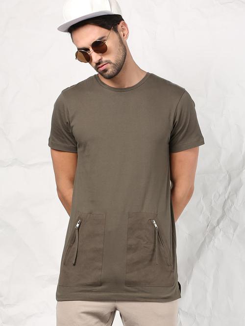 olive green cotton t-shirt - 15604856 - Standard Image - 1