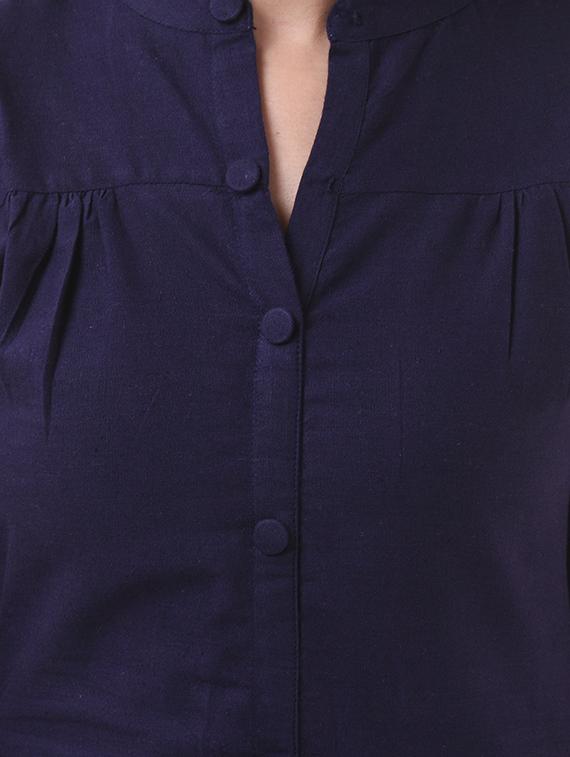 Twlight blue straight kurta - 15605812 - Zoom Image - 4